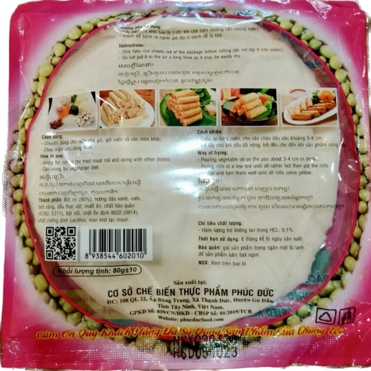 BÁNH TRÁNG BÒ BÍA ĐẬU XANH 16Cm - 80g - 30 Cuốn