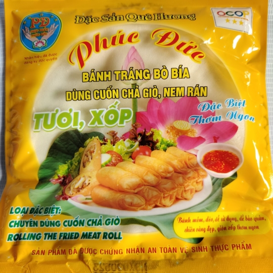 BÁNH TRÁNG BÒ BÍA ĐẬU XANH  16 Cm- 30 Cuốn